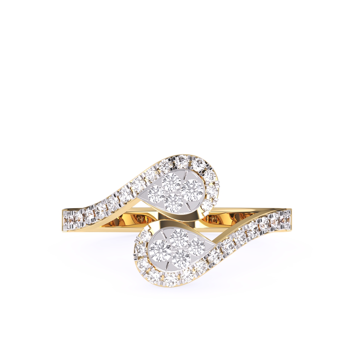 Amazing Bypass Pear Halo Diamond Ring